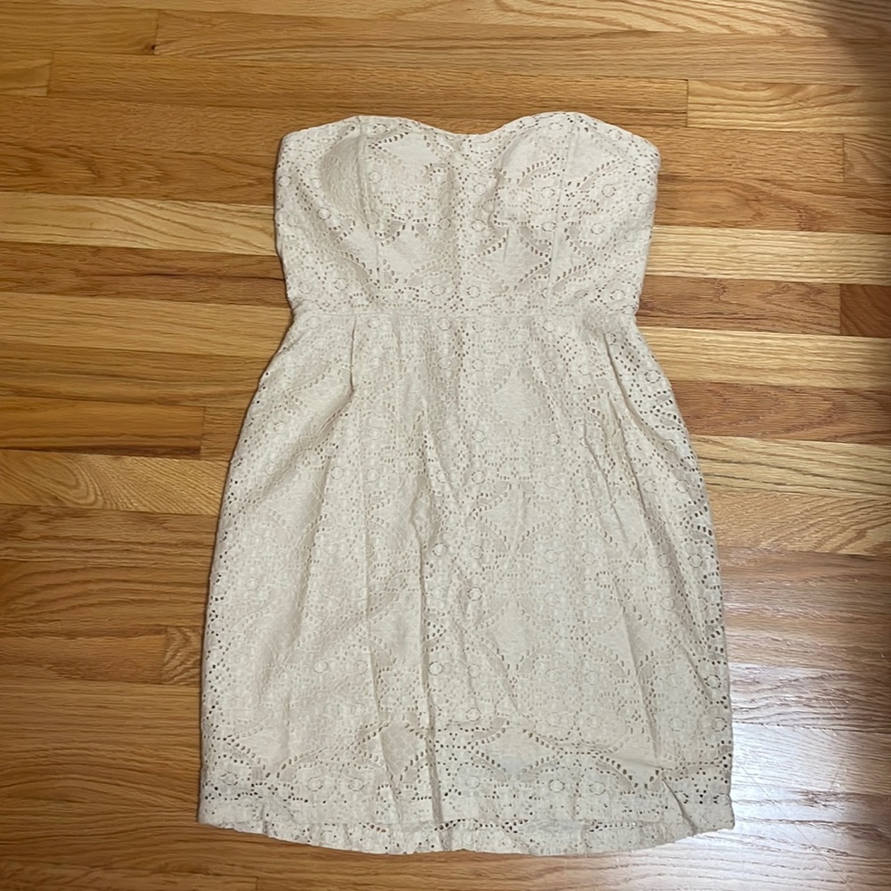 Strapless mini dress, cream, like new, large